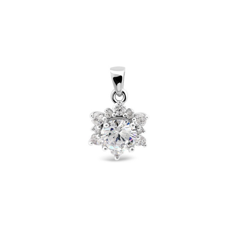 Wisiorek srebrny kwiat duży z cyrkonii