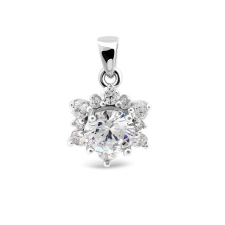 Wisiorek srebrny kwiat duży z cyrkonii