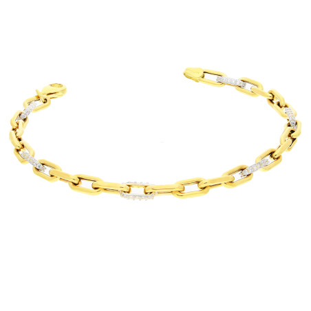 Bransoletka złota rolo z cyrkoniami