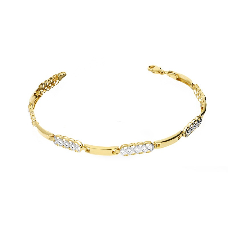 Bransoletka złota blaszki gładkie i blaszki grawer