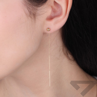 Kolczyki złote wiszące przeciągane pół kulki 4 mm blask