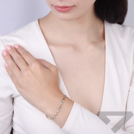 Bransoleta złota fale w dwóch kolorach