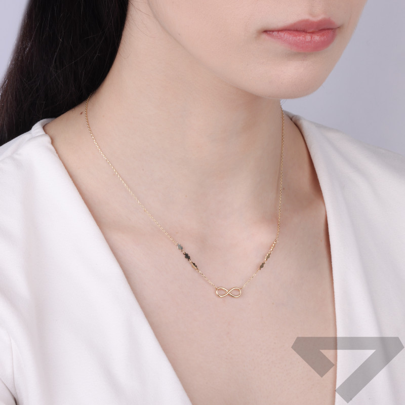 Naszyjnik złoty z infinity i sercami na łańcuszku anker
