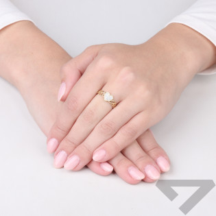 Pierścionek plecionka ażur z sercem z cyrkoniami