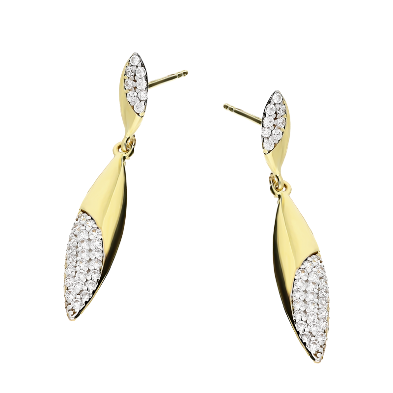 Kolczyki złote wiszące łezki z cyrkoniami