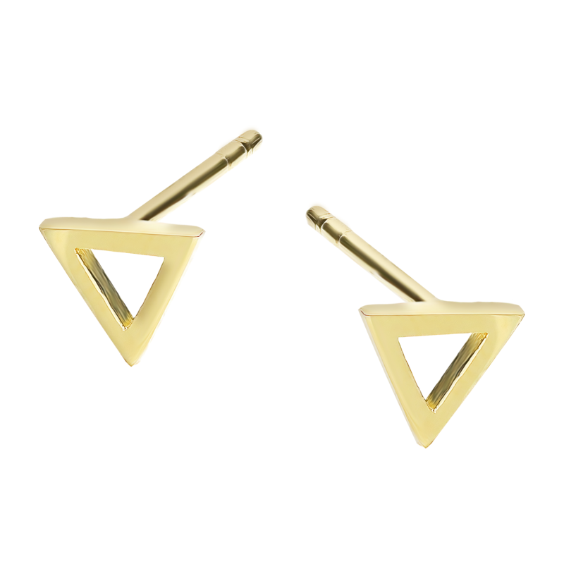 Kolczyki złote trójkąt równoramienny ramka