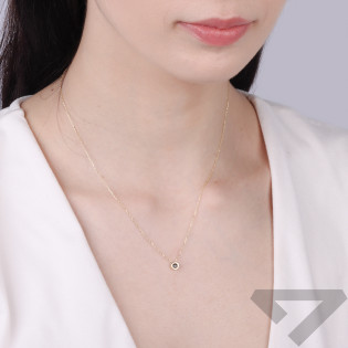 Naszyjnik złoty z czarną cyrkonią w gładkim złocie