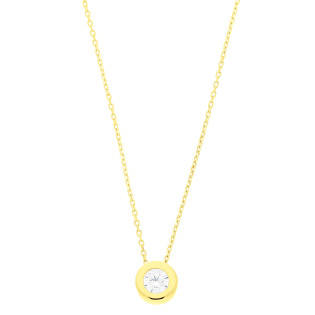 Naszyjnik złoty z białą cyrkonią