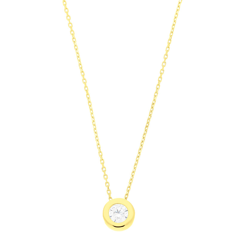 Naszyjnik złoty z białą cyrkonią