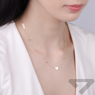 Złoty naszyjnik skrzydło, serce, nieskończoność pr. 585 - JubilerSezam.pl