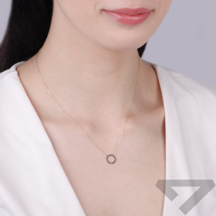 Naszyjnik złoty oponka z czarnymi cyrkoniami