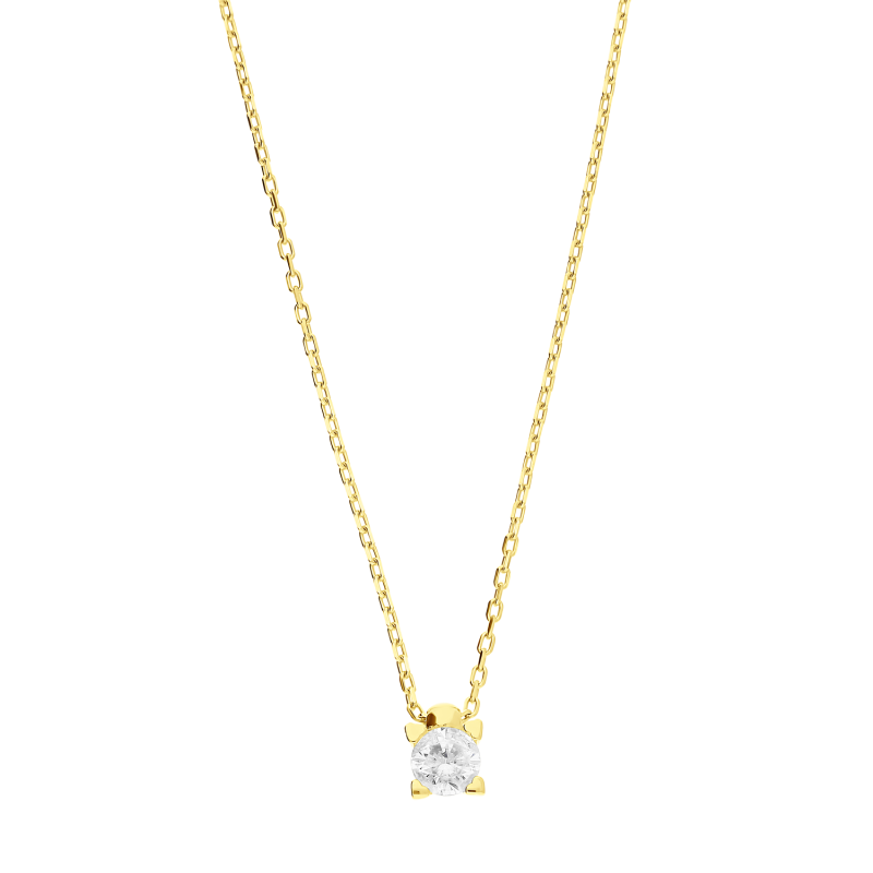 Naszyjnik złoty z pojedynczą cyrkonią 3,5 mm