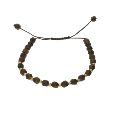 Bransoleta męska srebrna pozłacana hematyt i fasetowane kulki