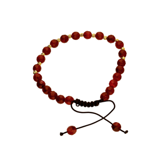 Bransoleta męska sznurkowa z agatem ciemno różowym