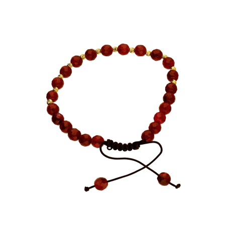 Bransoleta męska sznurkowa z agatem ciemno różowym