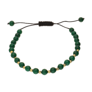 Bransoletka męska sznurkowa z zielonymi agatami