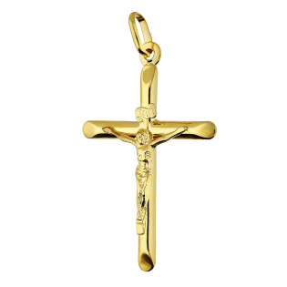 Krzyżyk złoty z wizerunkiem ramiona ścięte WB CB C-503M próba 585