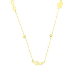 Złoty naszyjnik skrzydło, serce, nieskończoność pr. 585 - JubilerSezam.pl