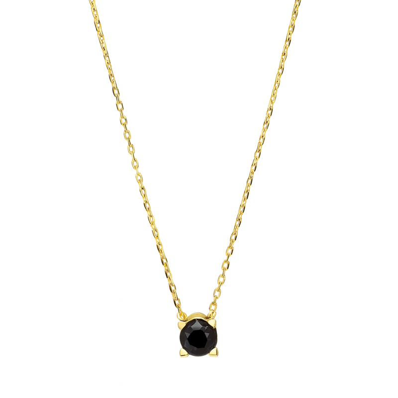 Naszyjnik złoty z czarną cyrkonią
