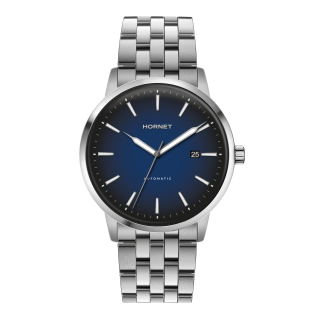 Hornet Automatic srebrny zegarek męski z granatową tarczą HA.S43S1B.NSS