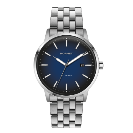 Hornet Automatic srebrny zegarek męski z granatową tarczą HA.S43S1B.NSS