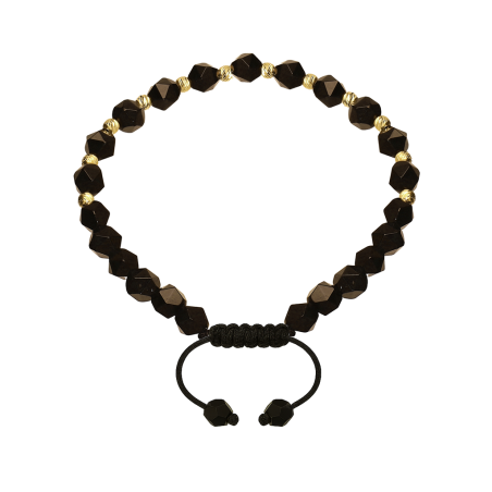 Bransoleta męska sznurkowa z czarnym agatem