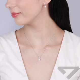 Kolczyki srebrne z cyrkoniami i naturalnymi perłami