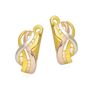 Kolczyki złote plecionka w trzech kolorach próba 585