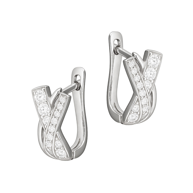 Kolczyki srebrne X z białymi cyrkoniami