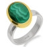 Pierścionek metaloplastyka z brassem wysadzany naturalnym malachitem