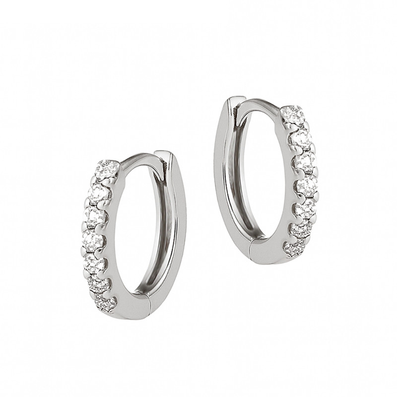 Kolczyki srebrne kółka z białymi cyrkoniami