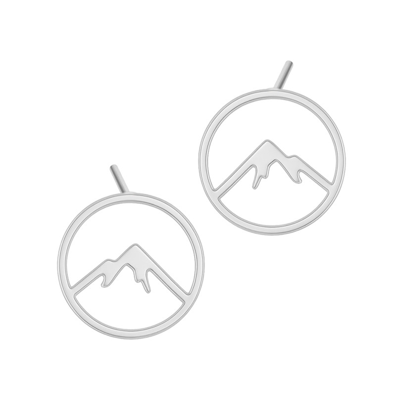 Kolczyki srebrne koło z górami