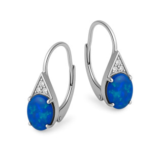 Kolczyki srebrne kropla z niebieskim opalem