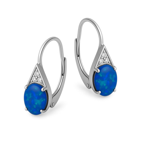 Kolczyki srebrne kropla z niebieskim opalem