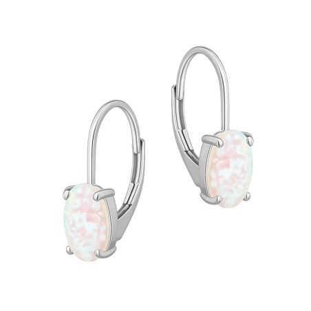 Kolczyki srebrne z białym opalem