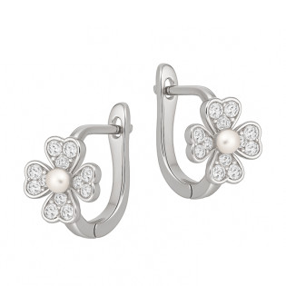 Kolczyki srebrne koniczynka z cyrkoniami