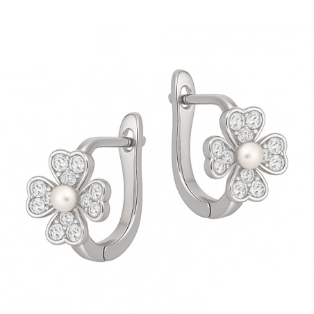 Kolczyki srebrne koniczynka z cyrkoniami