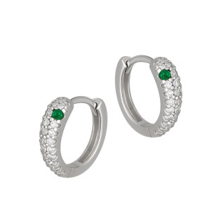 Kolczyki srebrne kółka wąż z cyrkoniami