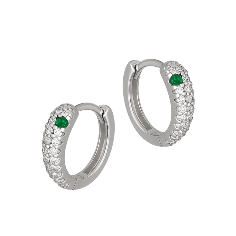 Kolczyki srebrne kółka wąż z cyrkoniami