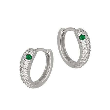 Kolczyki srebrne kółka wąż z cyrkoniami