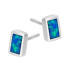 Kolczyki srebrne zdobione prostokątnym opalem niebieskim jubilerskim