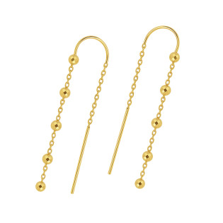 Kolczyki srebrne koloru złotego przeciągane z kulkami disco na rolo