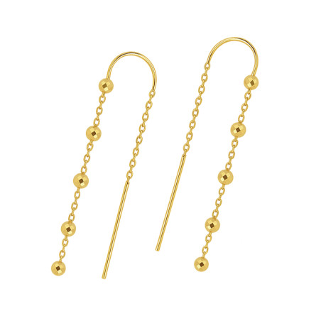 Kolczyki srebrne koloru złotego przeciągane z kulkami disco na rolo
