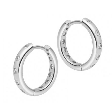 Kolczyki srebrne gładkie kółka z cyrkoniami