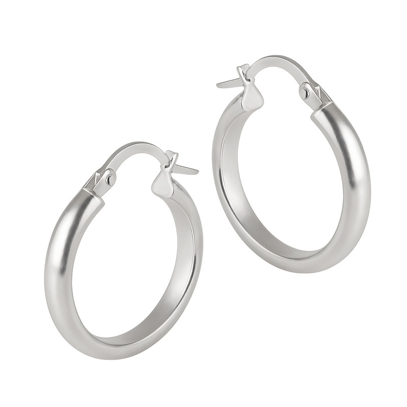 Kolczyki srebrne kółka rurka półpłaska