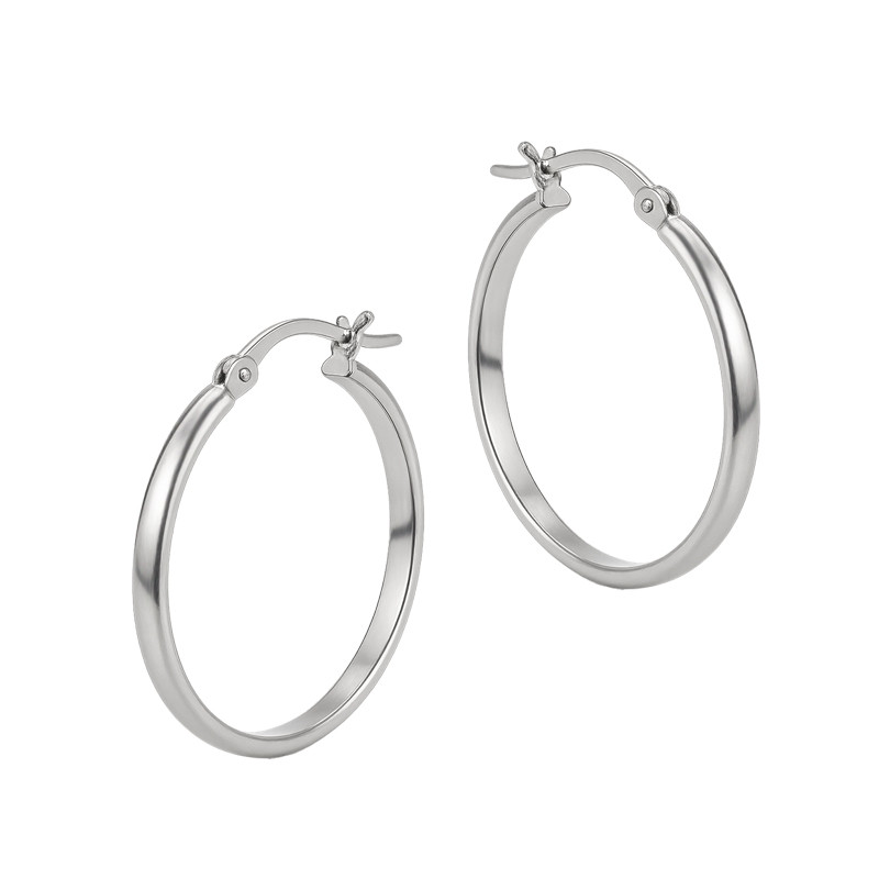 Kolczyki srebrne kółka rurka półpłaska