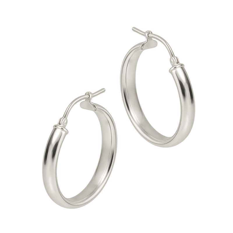 Srebrne Kolczyki Kółka Półpłaskie - JubilerSezam.pl