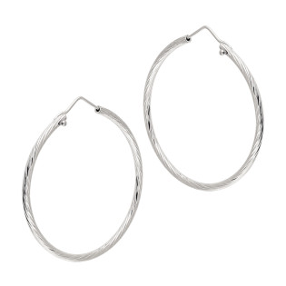 Kolczyki srebrne kółka szarniry grawerowane