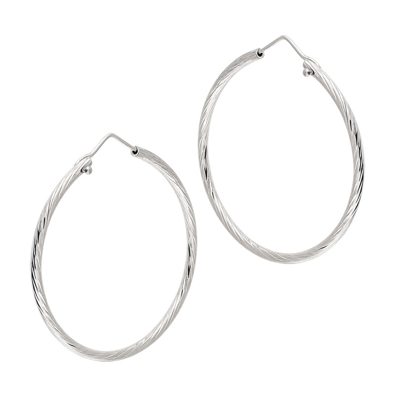 Kolczyki srebrne kółka szarniry grawerowane