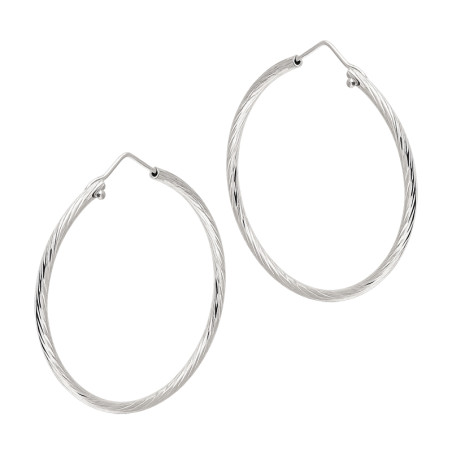 Kolczyki srebrne kółka szarniry grawerowane